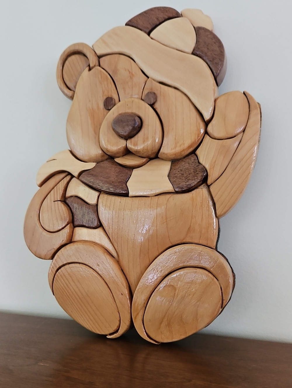 Handcrafted Intarsia Wooden Bear Wall Decor